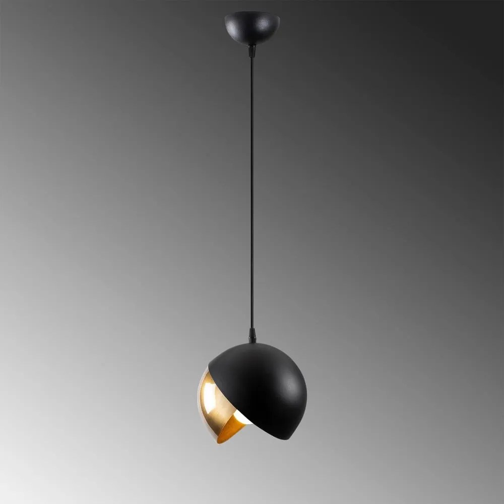 Lampa wisząca w czarno-złotym kolorze z metalowym kloszem ø 20 cm Berceste – Opviq lights