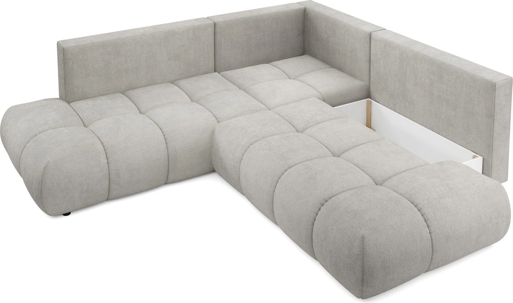 Masseno Narożnik DUCA z funkcją spania i pojemnikiem na pościel Narozniki L, Rozkładana sofa - Jasnoszary, FLOW 16