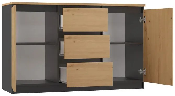 Duża komoda 200 cm dąb artisan + antracyt Z0-E42