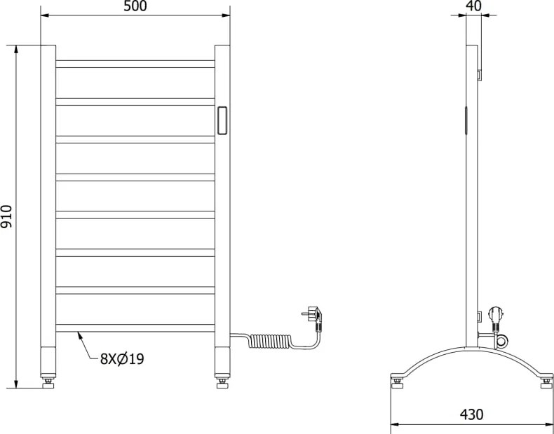 Mexen Oso grzejnik elektryczny 2w1 stojący 910 x 500 mm, 200 W, czarny - W304-0910-500-00-70