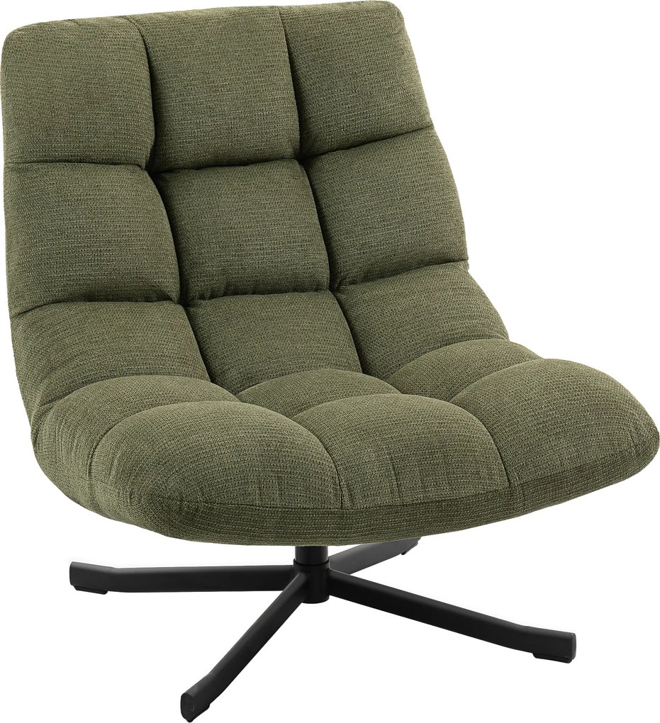 HOMCOM Fotel obrotowy lounge z szerokim siedziskiem, wodoodporna optyka chenille, skrzyżowane stalowe nogi, Zielony
