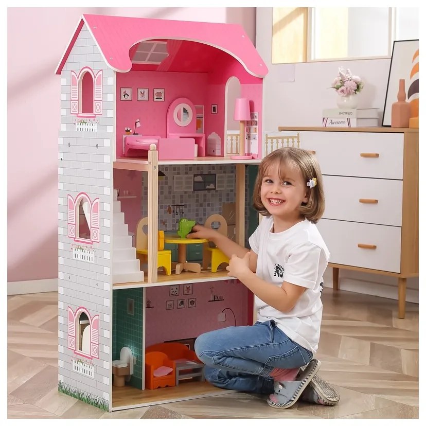 Viga duży drewniany domek dla lalek