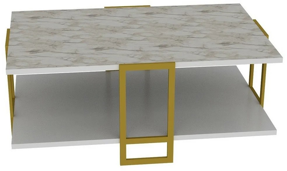 Stolik konferencyjny Polka White and Gold
