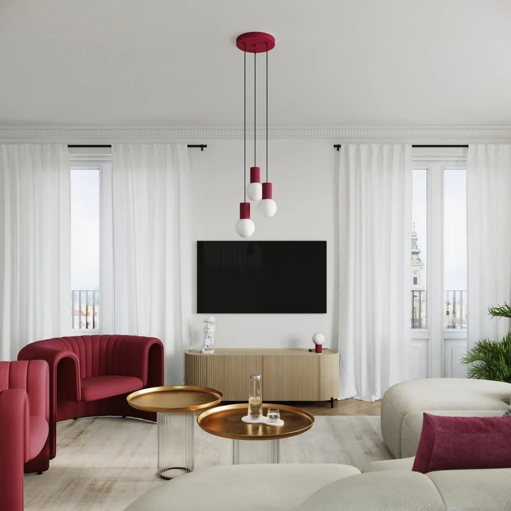 Bordowa lampa wisząca ze szklanym kloszem ø 25 cm Orbital – Nice Lamps
