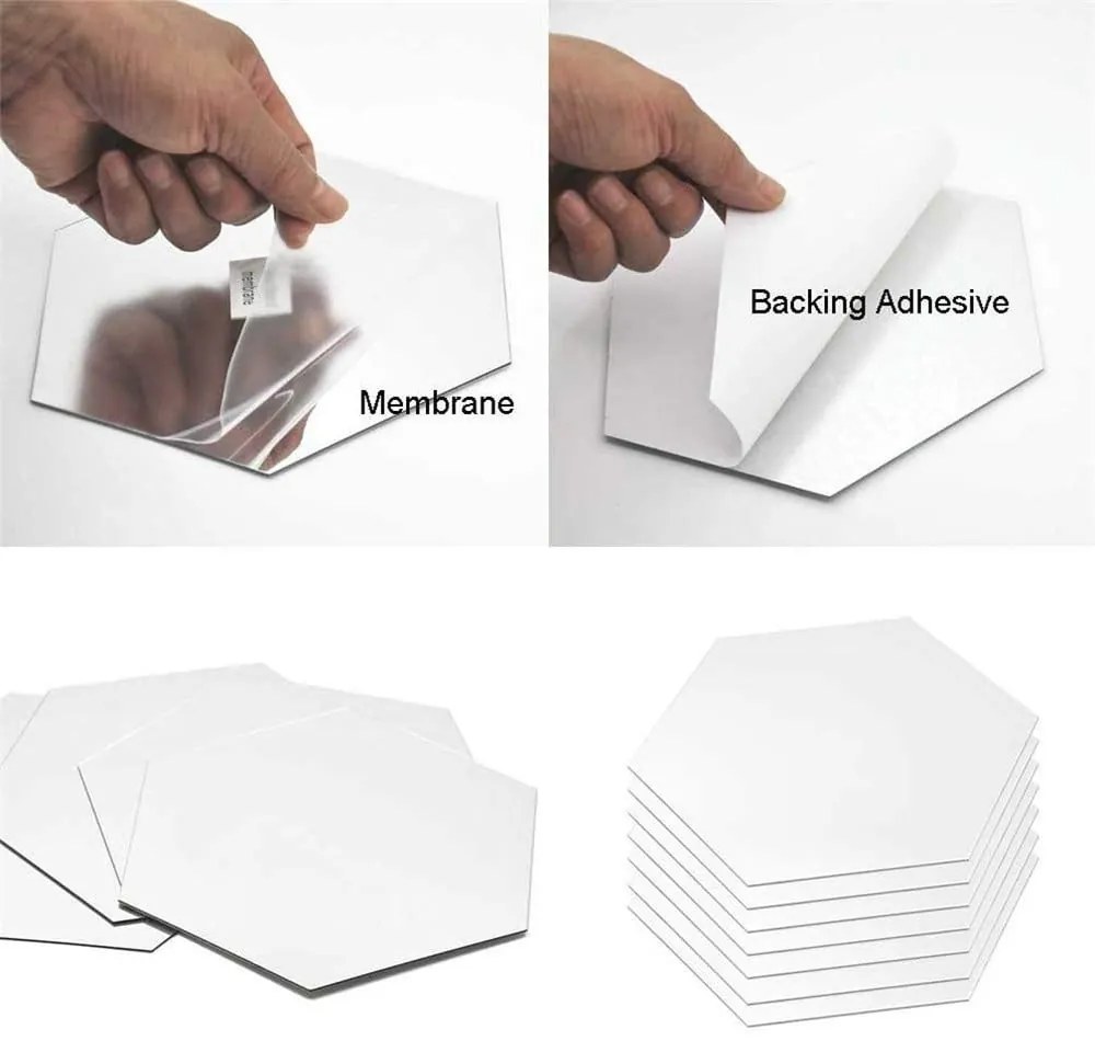 Lustrzane zestaw naklejek na ścianę 12 szt. 20x17 cm Hexagonal – Ambiance