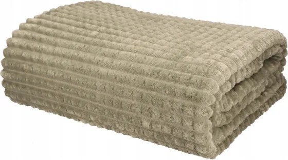 Koc Oliwka 200x220cm tłoczona mikrofibra przytulny do domu narzuta na łóżko