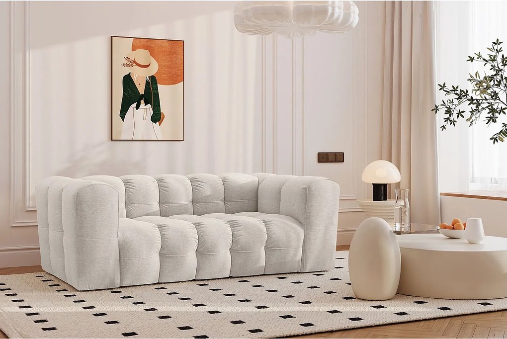 Sofa dwuosobowa BALOO, tkanina szenilowa, Ecru