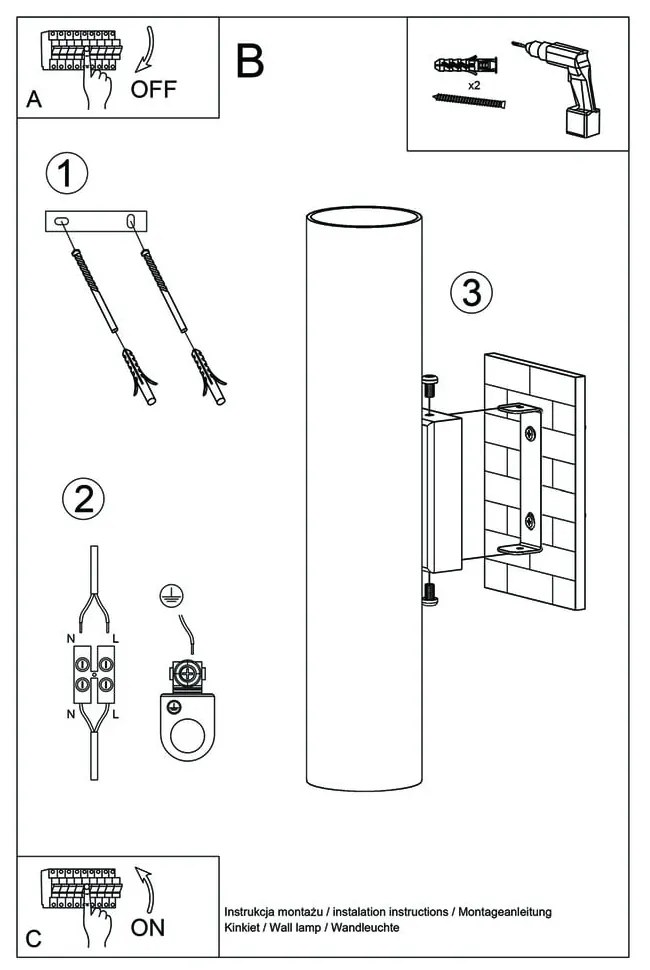 Czarny kinkiet Sollux Castro 2