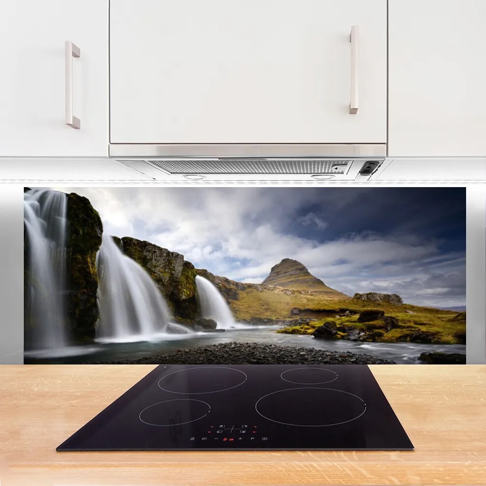 Panel Szklany do Kuchni Dziki Wodospad Górski