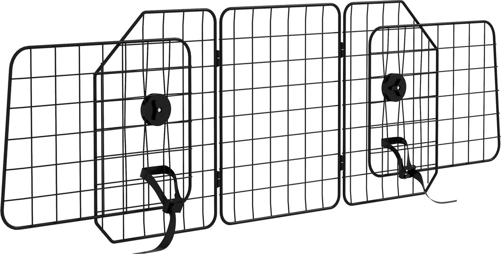 PawHut Barierka Samochodowa dla Psów, Regulowana 93-150cm, Składana, Łatwy Montaż, Stal, Czarna