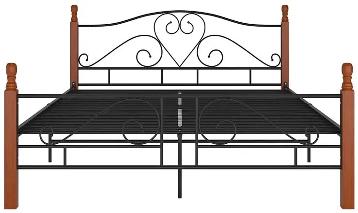 Łózko metalowe czarny + ciemny dąb 120x200 cm B8-W00