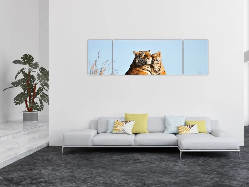 Obraz - Tygrysica i jej młode (170x50 cm)