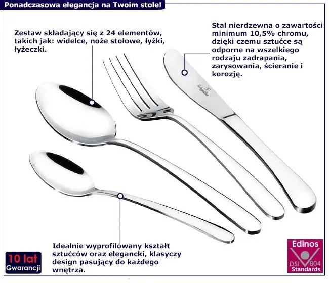 24 elementowy komplet sztućców - Gifdos 12X