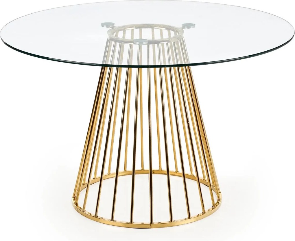 Okrągły stół ze szklanym blatem w stylu glamour Liverpool