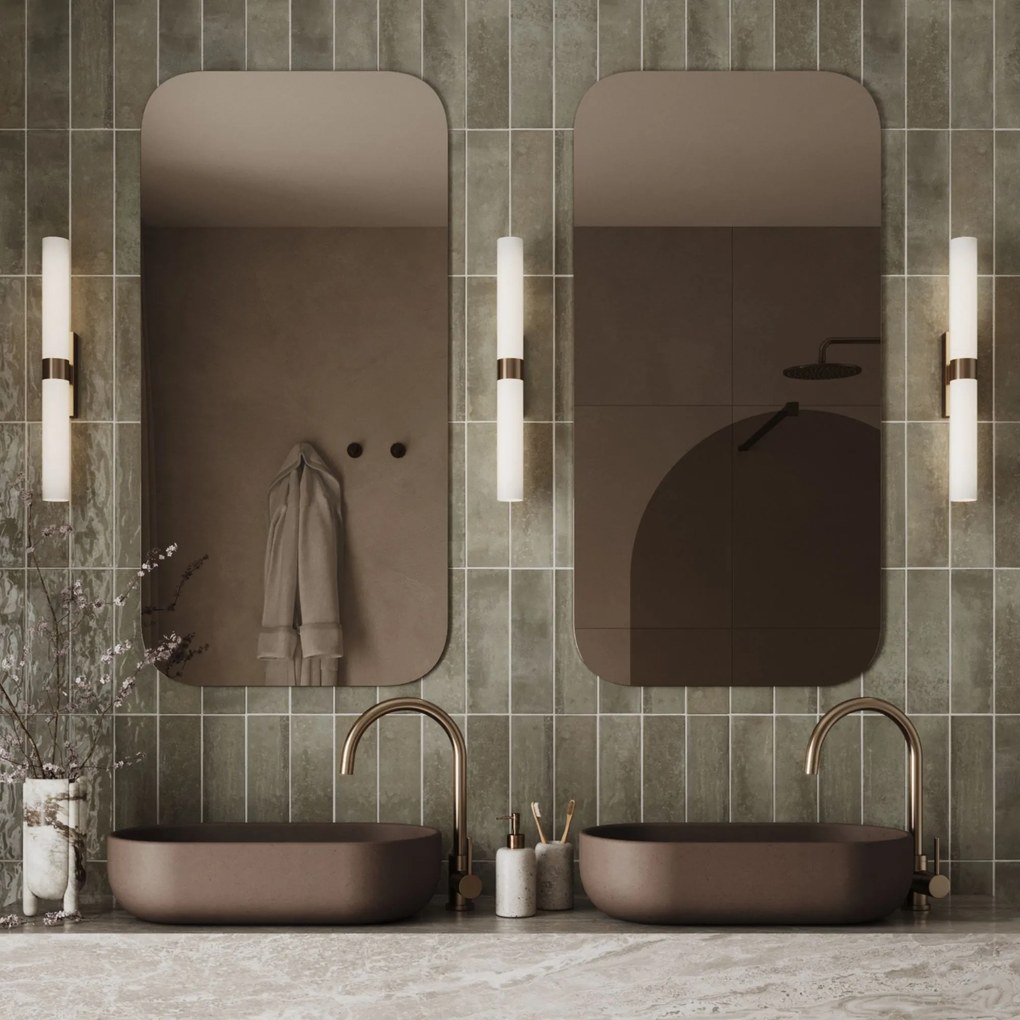 Lustro prostokątne bez ramy oszlifowane obracalne bez podświetlenia ROUND | Różne rozmiary | Różne kolory szkła : Kolor tafli szkła - Brąz, Rozmiar - 70 x 140 cm