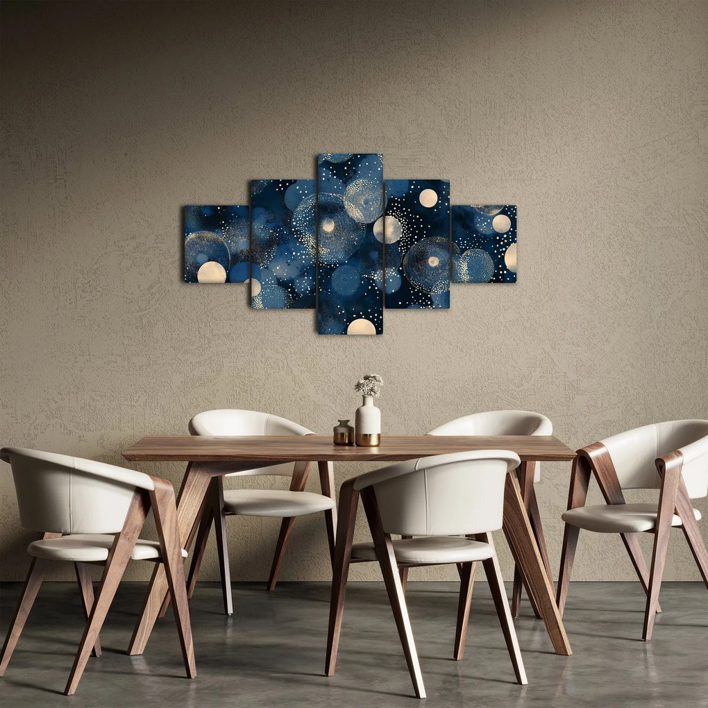 Obraz - Niebiesko-złote pierścienie (125x70 cm)