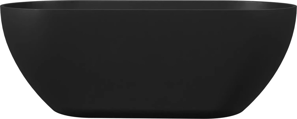 Wanna wolnostojąca owalna czarna matowa z konglomeratu 160 x 75 cm RONA Black matt przelew typu SLIM cienki rant