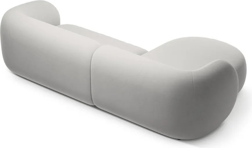 Jasnoszary aksamitny narożnik (lewostronny/z szezlongiem) Kate – Micadoni