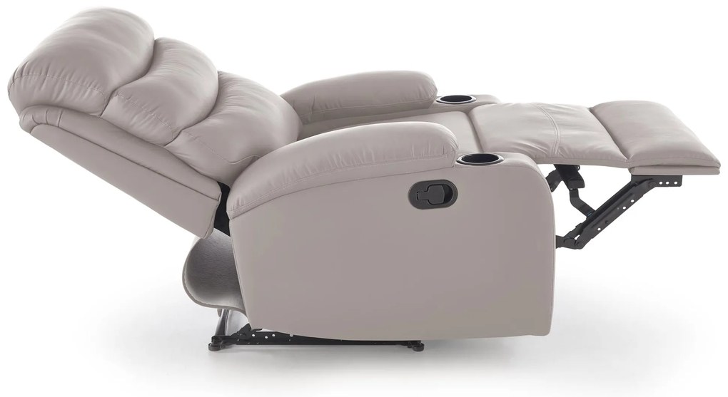 Fotel do salonu wypoczynkowy beżowy, rozkładany eco skóra PERUS