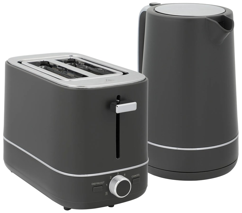 HOMCOM Zestaw czajnik 1,7 L i toster z 6 poziomami brązowienia, Szary