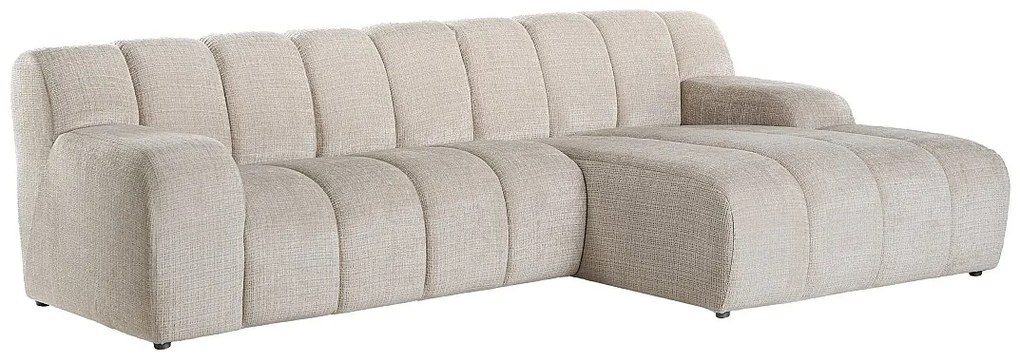 Kanapa narożna prawostronna z beżowej tkaniny szenilowej BELADON