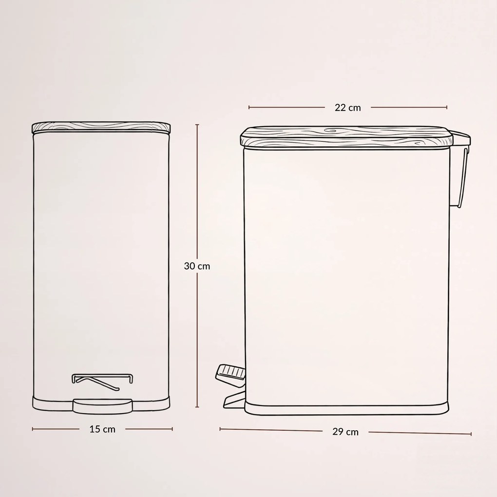 Wąski kosz łazienkowy VEDA, 5 l