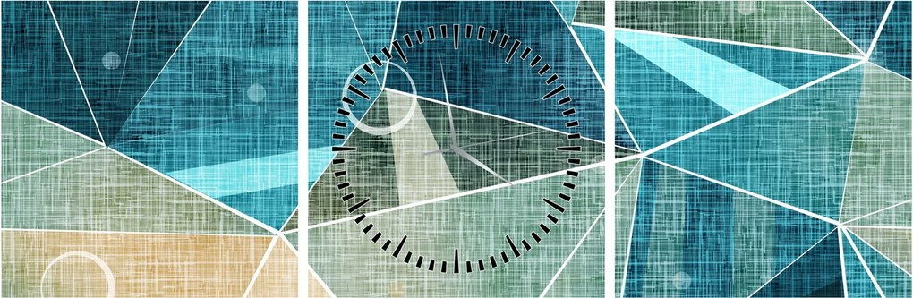 Obraz - Turkusowa abstrakcja (z zegarem) (90x30 cm)