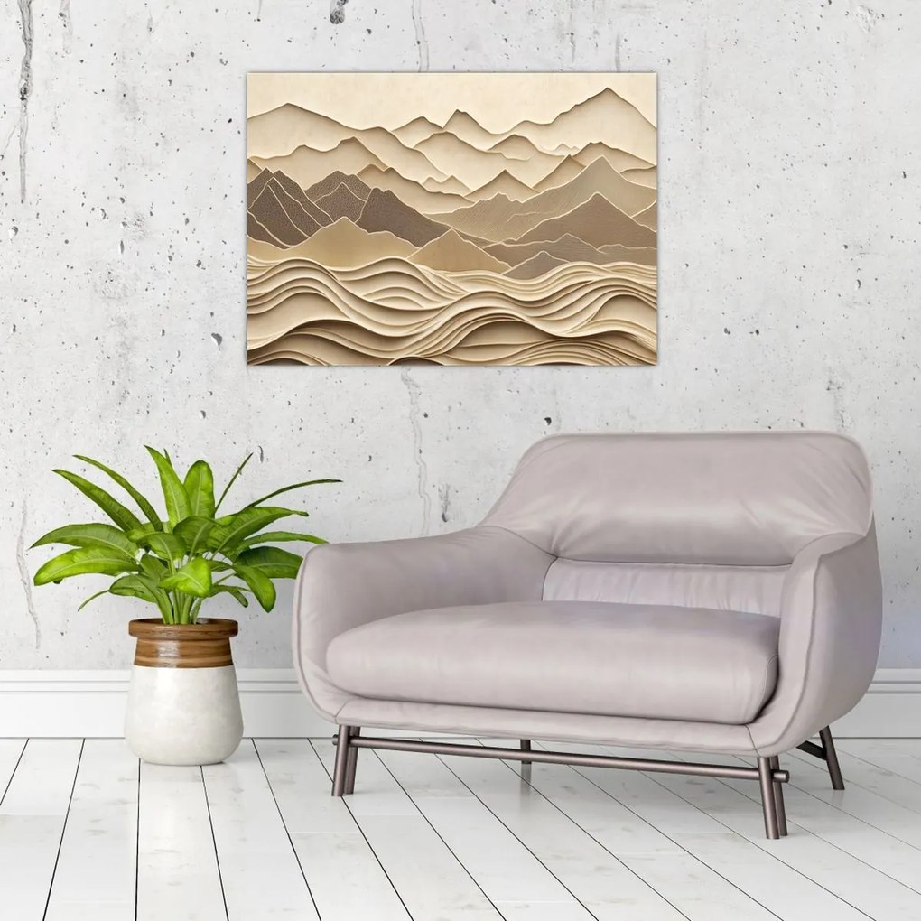 Obraz - 3D linie gór (70x50 cm)