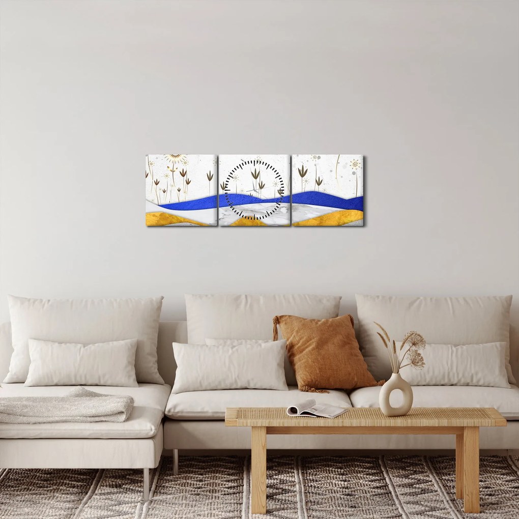 Obraz - Złote Góry (z zegarem) (90x30 cm)