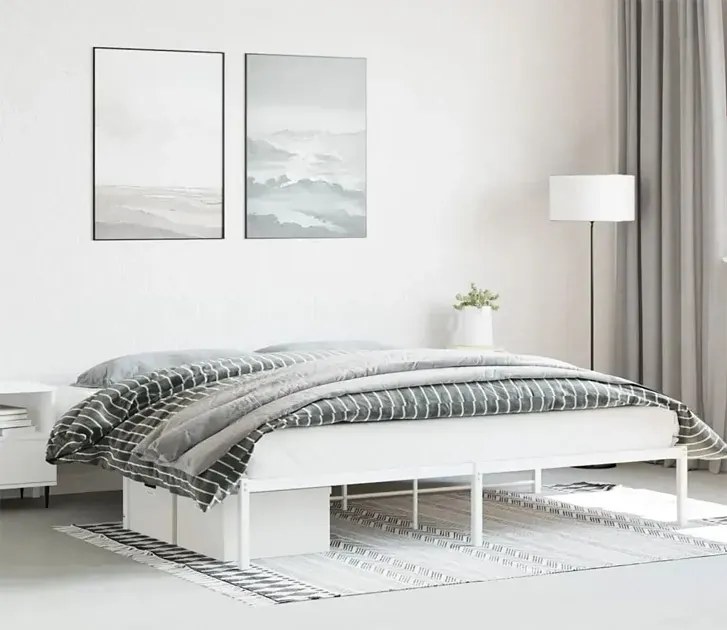 Białe minimalistyczne łóżko z metalu 180x200 cm - Tresto