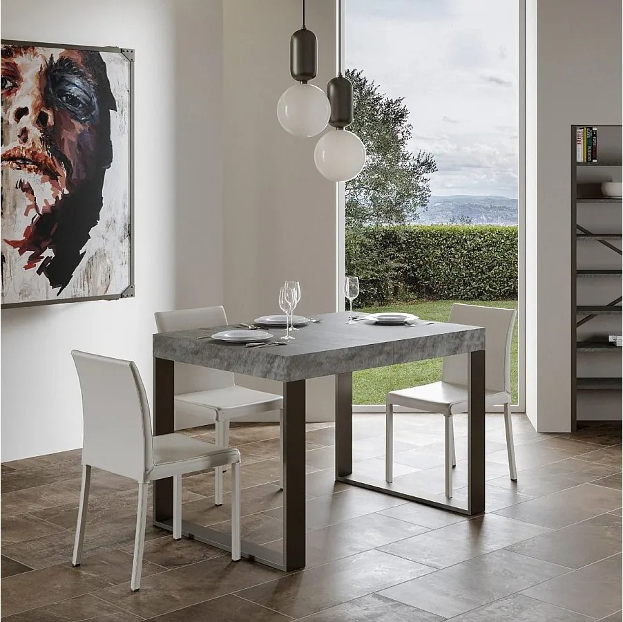Stół rozkładany 140/244x90 cm Tecno cementu nogi antracytowe