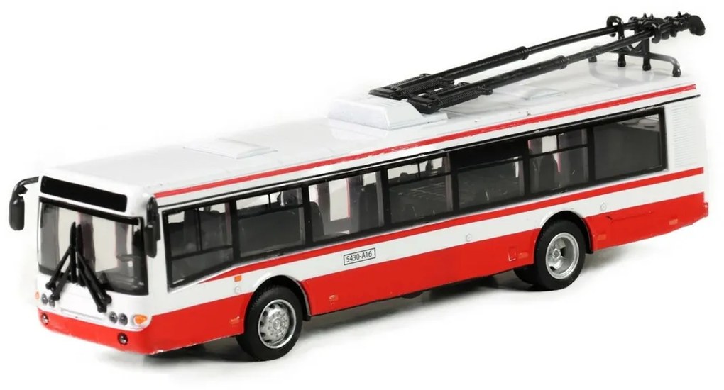 Trolejbus Rappa metalowy czerwony, 16 cm