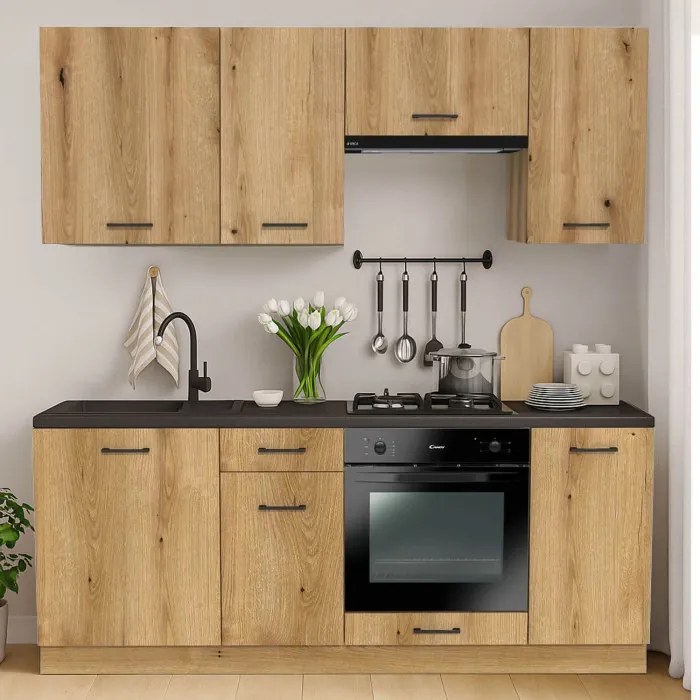 Zestaw Mebli Kuchennych MODERN 200 cm Dąb Evoke Loftowy