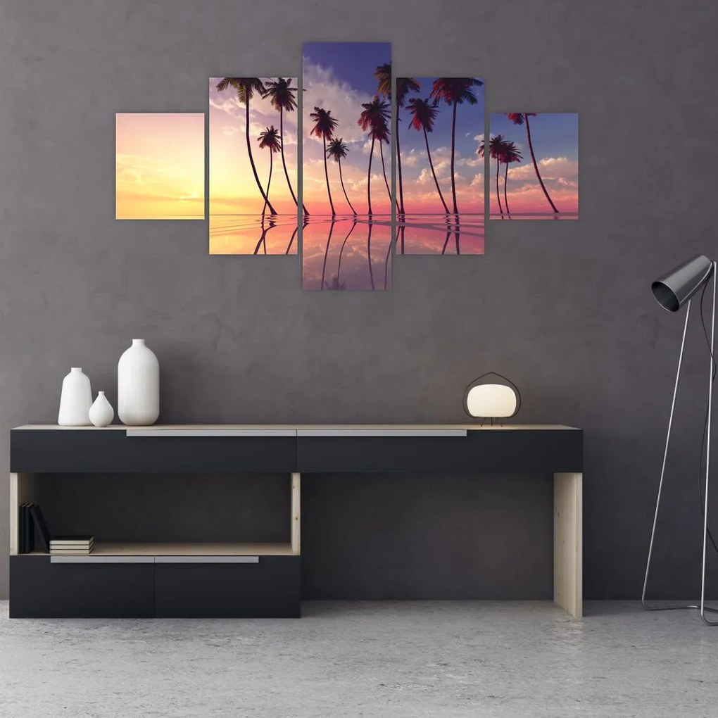 Obraz palm wznoszących się nad powierzchnią (125x70 cm)