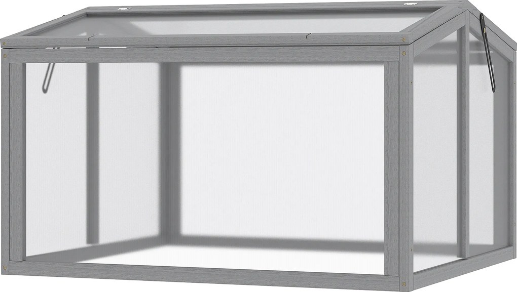 Outsunny Szklarnia Ogrodowa z Drewna i Poliwęglanu Jasnoszara Odporna na Pogodę 90x80x58cm | Aosom PL