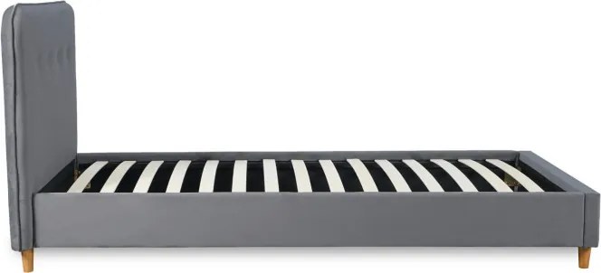 Łóżko Tapicerowane 90x200 cm ze Stelażem Jednoosobowe DENNIS Welurowe Ciemnoszare