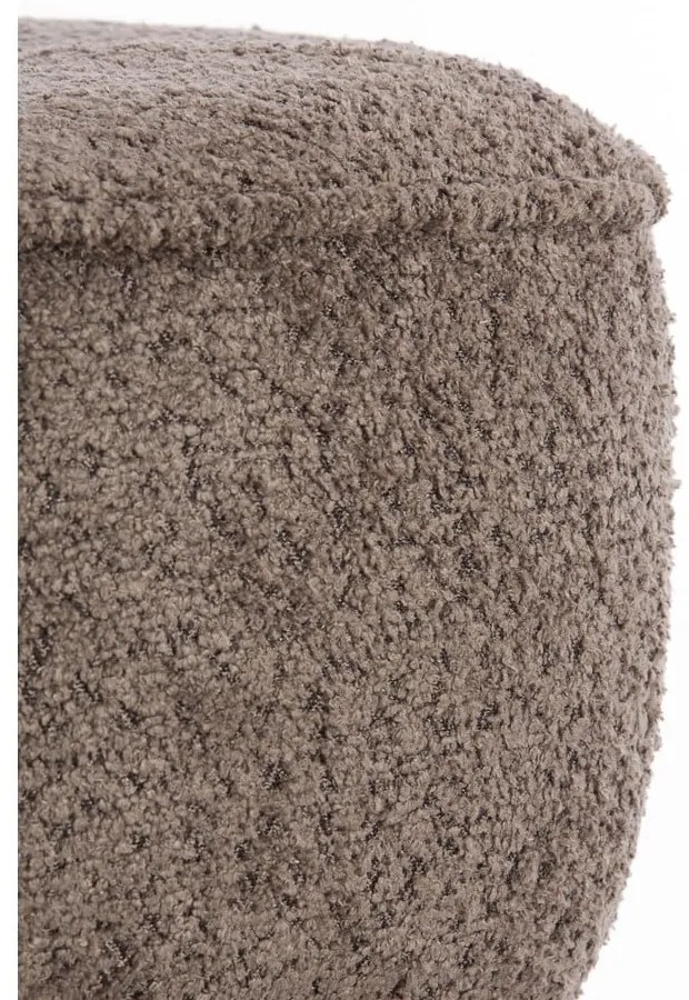 Brązowy puf z materiału bouclé Leyla – Light &amp; Living