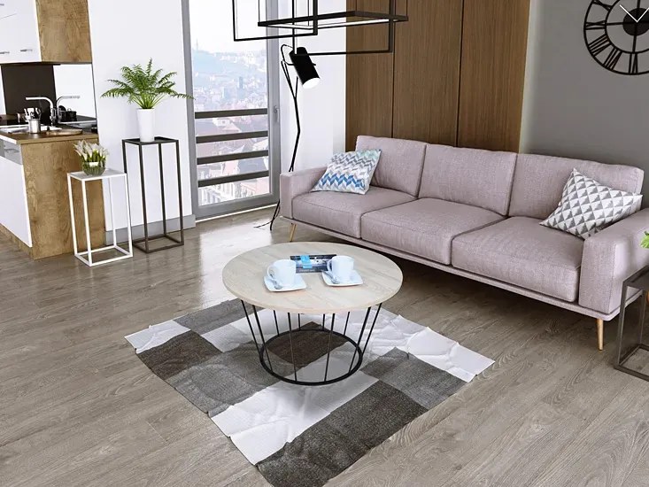Stolik kawowy w stylu industrialnym dąb sonoma F2-D72