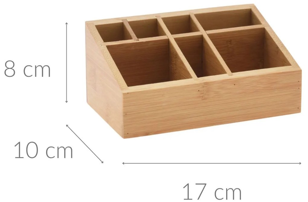 Organizer na kosmetyki bambusowy, naturalny, 17 x 10 x 8 cm