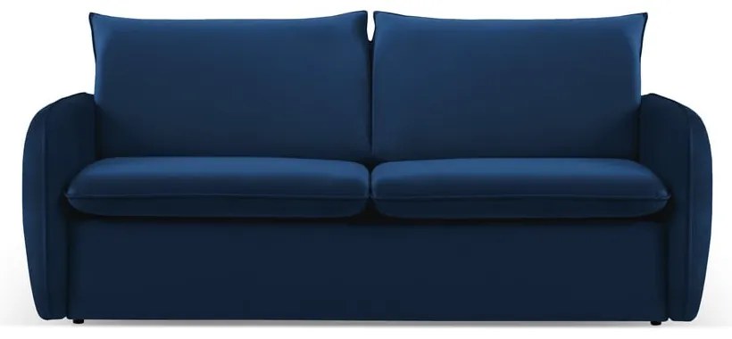 Ciemnoniebieska aksamitna rozkładana sofa 194 cm Vienna – Cosmopolitan Design