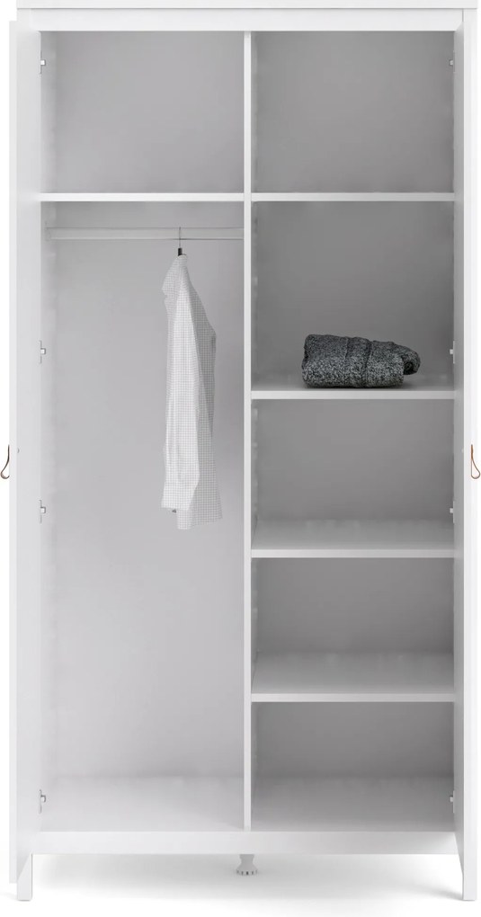 Elegancka szafa ubraniowa na nóżkach Madrid 2D biały mat