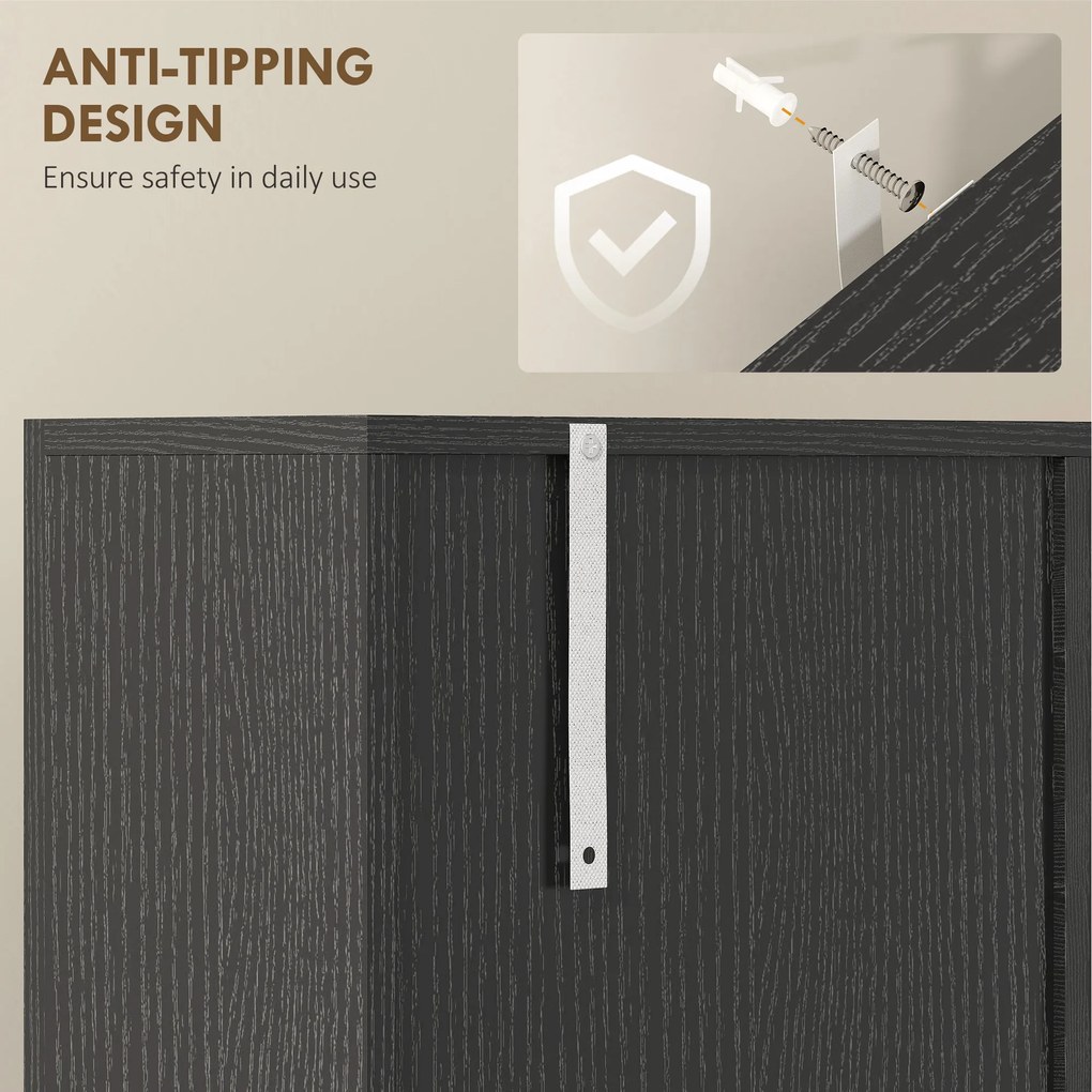 HOMCOM Szafka kuchenna, bufet z szufladą, drzwi Soft-Close, 80 x 35 x 180 cm, czarny