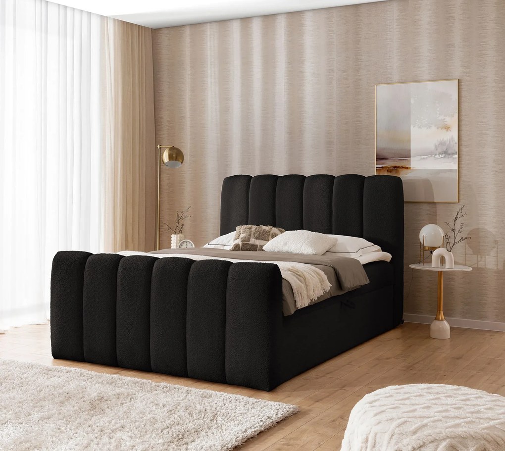 Czarne nowoczesne łóżko chmurka z pojemnikiem B7-M60