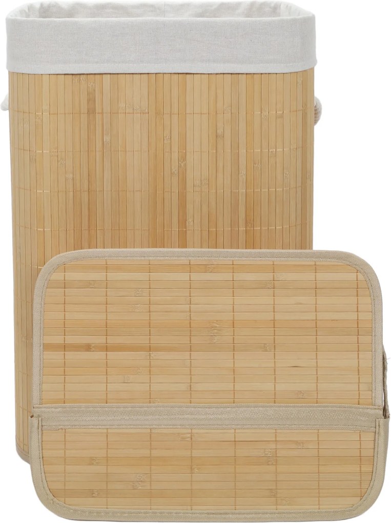 Bambusowy kosz na pranie z pokrywą LUVA, 80 l