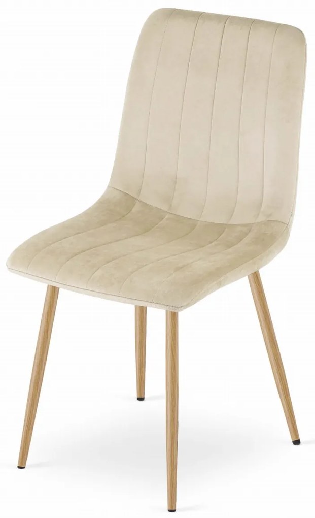 Zestaw jadalniany 1 + 4, biały stół jadalny ADRIA 120x80 cm + kremowe aksamitne krzesło LAVA