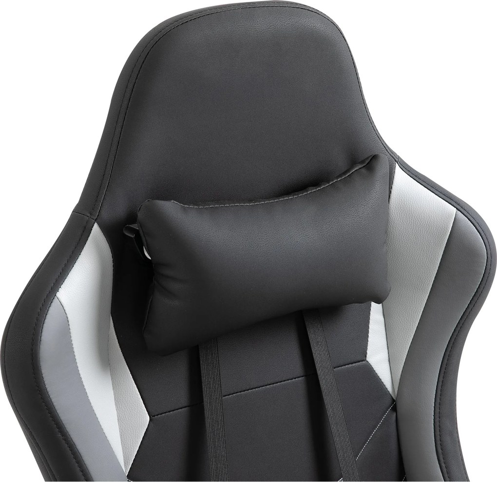 Vinsetto Ergonomiczne krzesło gamingowe z podnóżkiem krzesło biurowe do biurka czarne | Aosom PL