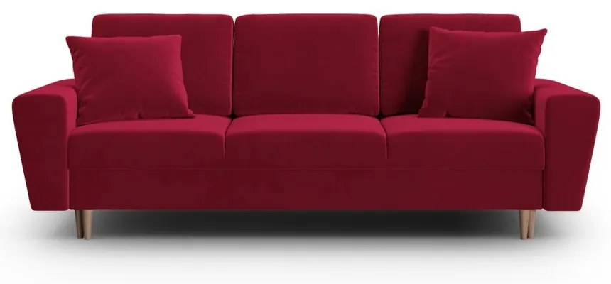 Czerwona aksamitna rozkładana/ze schowkiem sofa 235 cm Kyoto – Cosmopolitan Design