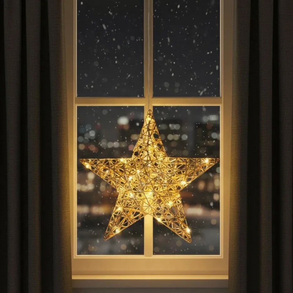 Dekoracja świąteczna, gwiazda z LED, 30 cm