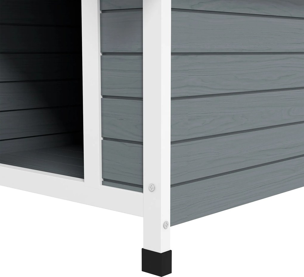 PawHut Buda dla psa, odporna na warunki atmosferyczne, z wyjmowaną podłogą, drewno świerkowe, 75x88x82 cm, Szary/Czarny