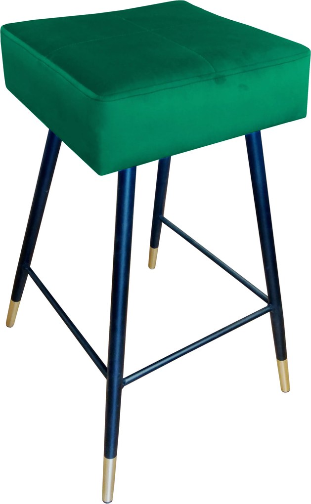 Hoker MAX krzesło barowe tkanina Welur podstawa metalowa : Kolor nogi - Czano-złota stożek, Kolor tkaniny - VELVET - MG25, Typ siedziska - Siedzisko stałe
